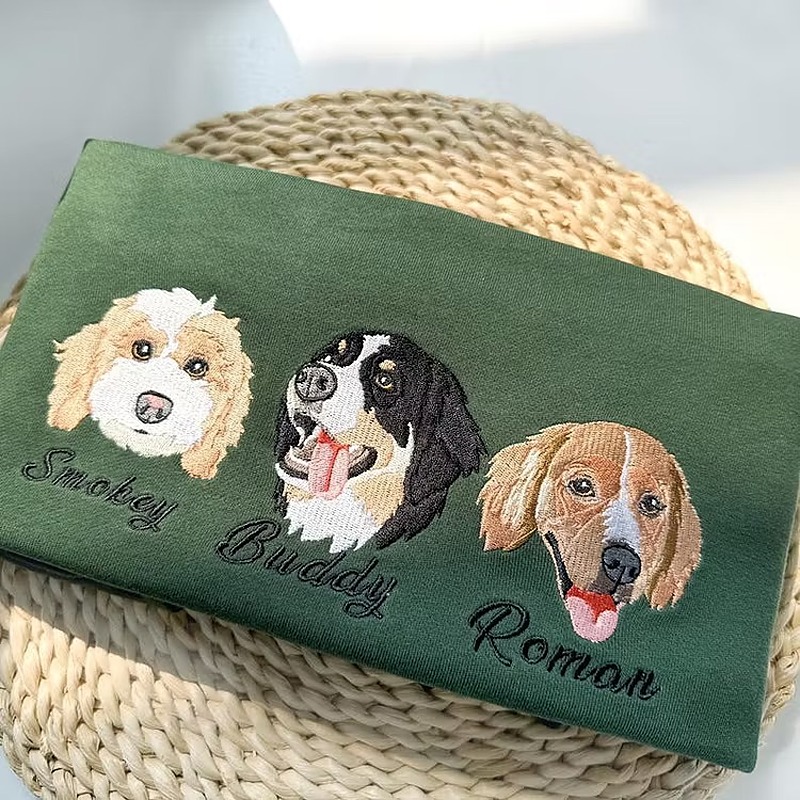Custom Pet Babies Embroidered Sweatshirt Furry Child Portrait And Name