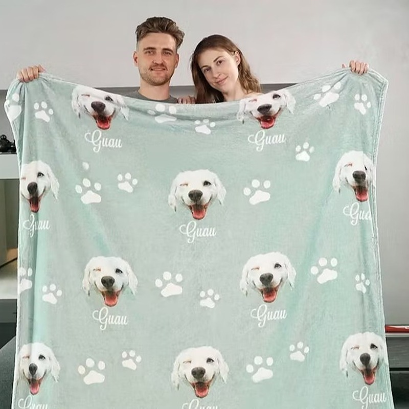 Custom Pet Flannel Blanket Furry Baby Embedded Digital Fleece Blanket