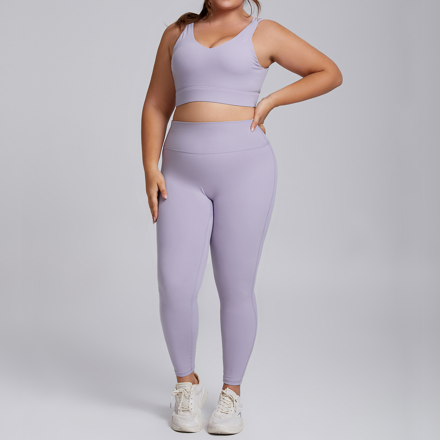 Plus Size High Elastic Yoga Suit Sports Vest And Pants Two Piece Set