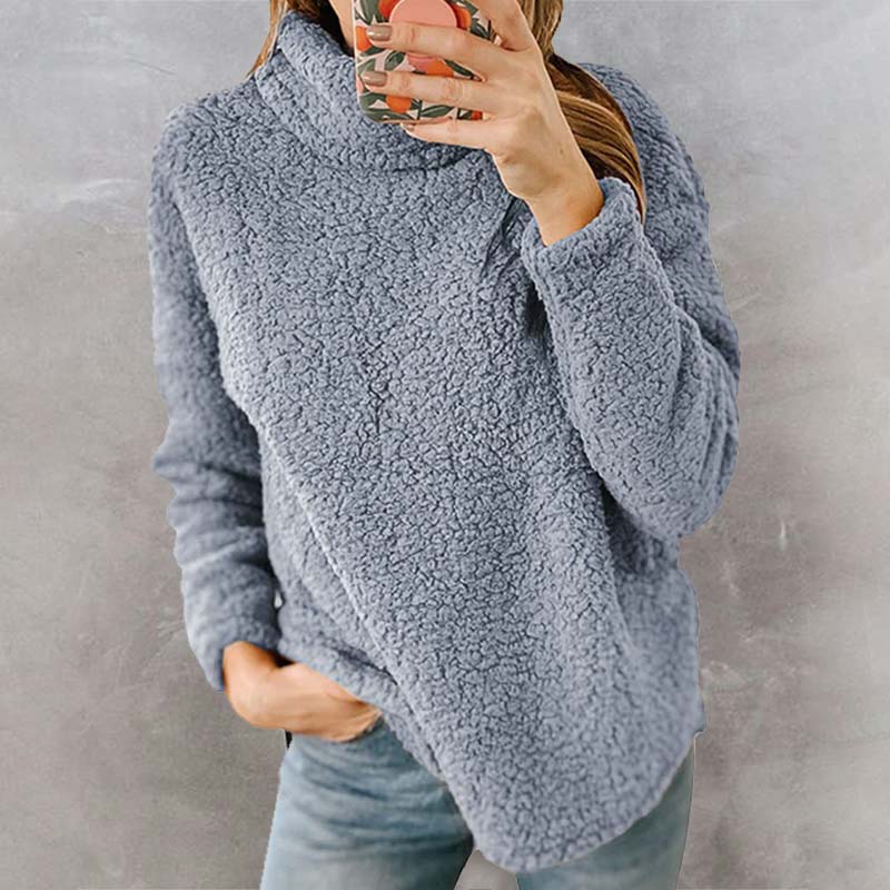 Warm Plush Turtleneck Sweatshirt Casual Loose Plus Size Winter Top