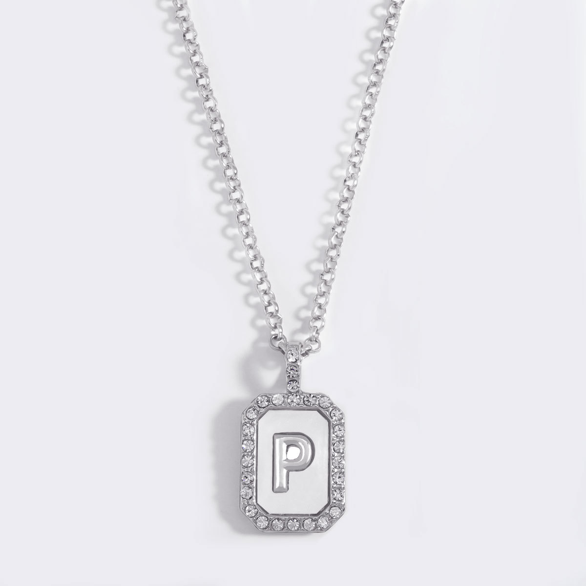 Letter Inlay Necklace Pendant Alloy Zircon Necklace Friend Gift