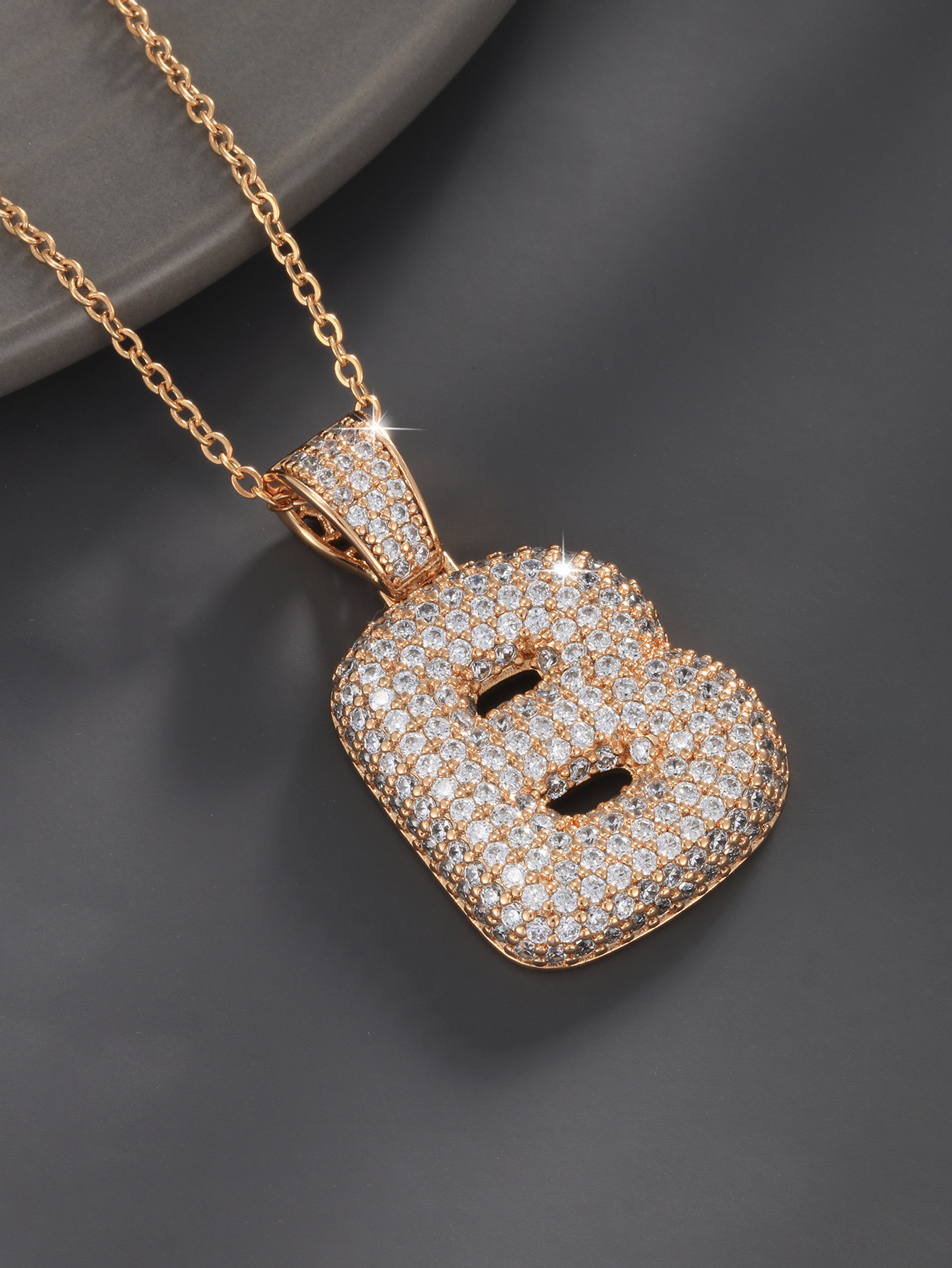 26 Letters 18K Gold Plated Necklace Pendant Zircon Necklace