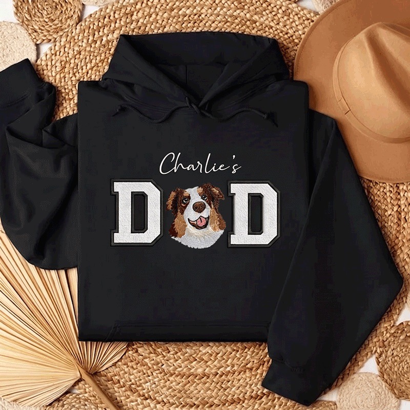 Custom Embroidered Pet Baby Face And Mom Dad Hoodies