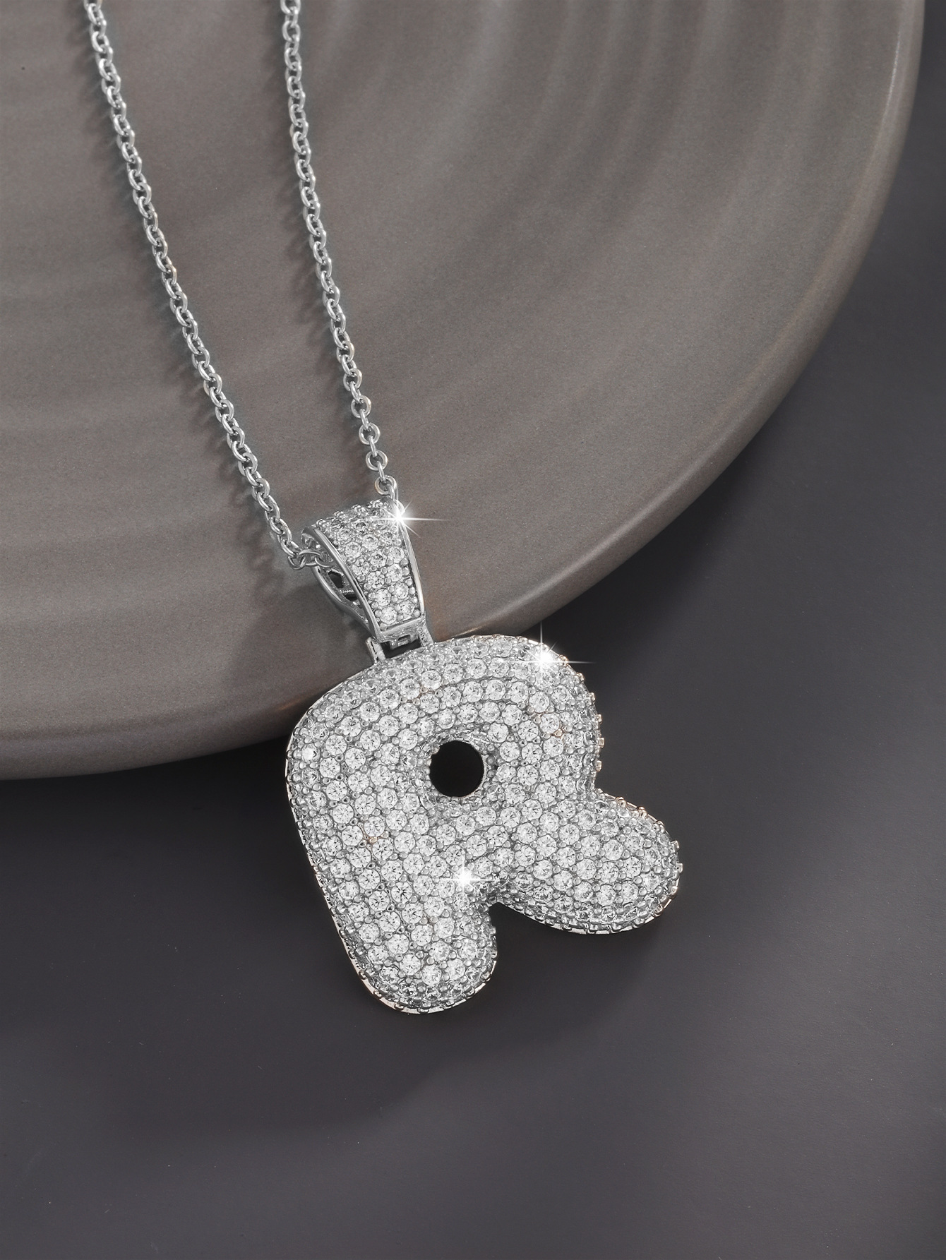 Stylish 26 Letters Necklace Pendant Alloy Zircon Necklace Friend Gift