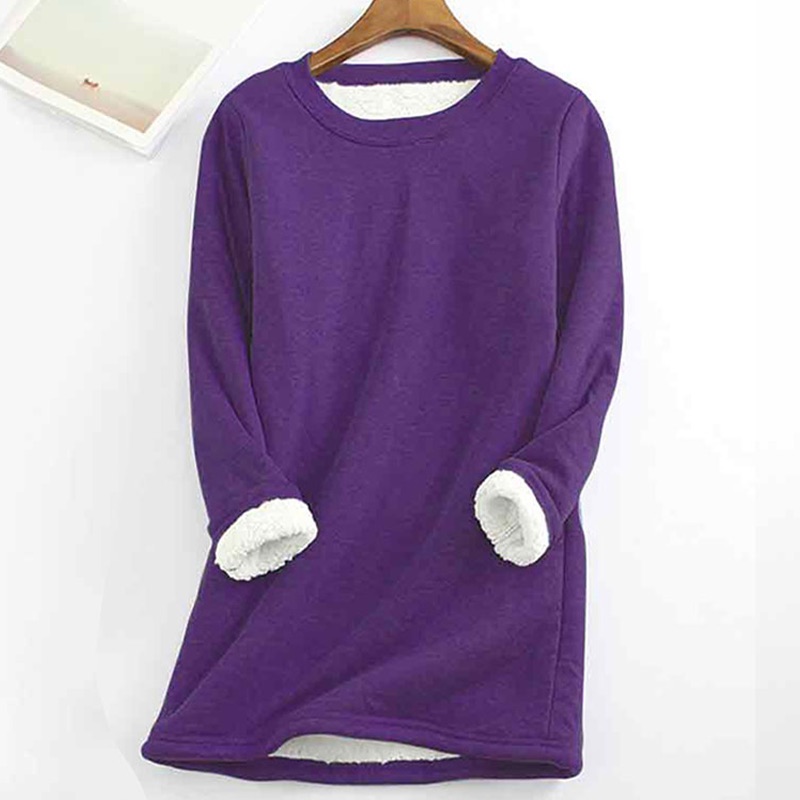 Solid Color Thickened Fleece Warm Autumn and Winter Sweatshirt