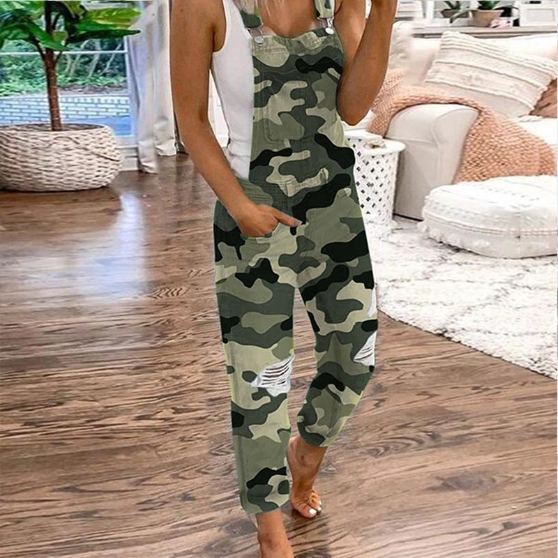 Trendy Straps Pockets Denim Jumpsuit Casual Loose Sports Jumpsuit