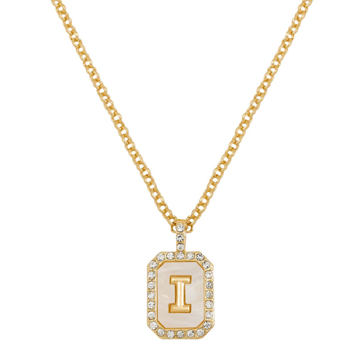Letter Inlay Gold Plated Necklace Pendant Zircon Necklace Friend Gift