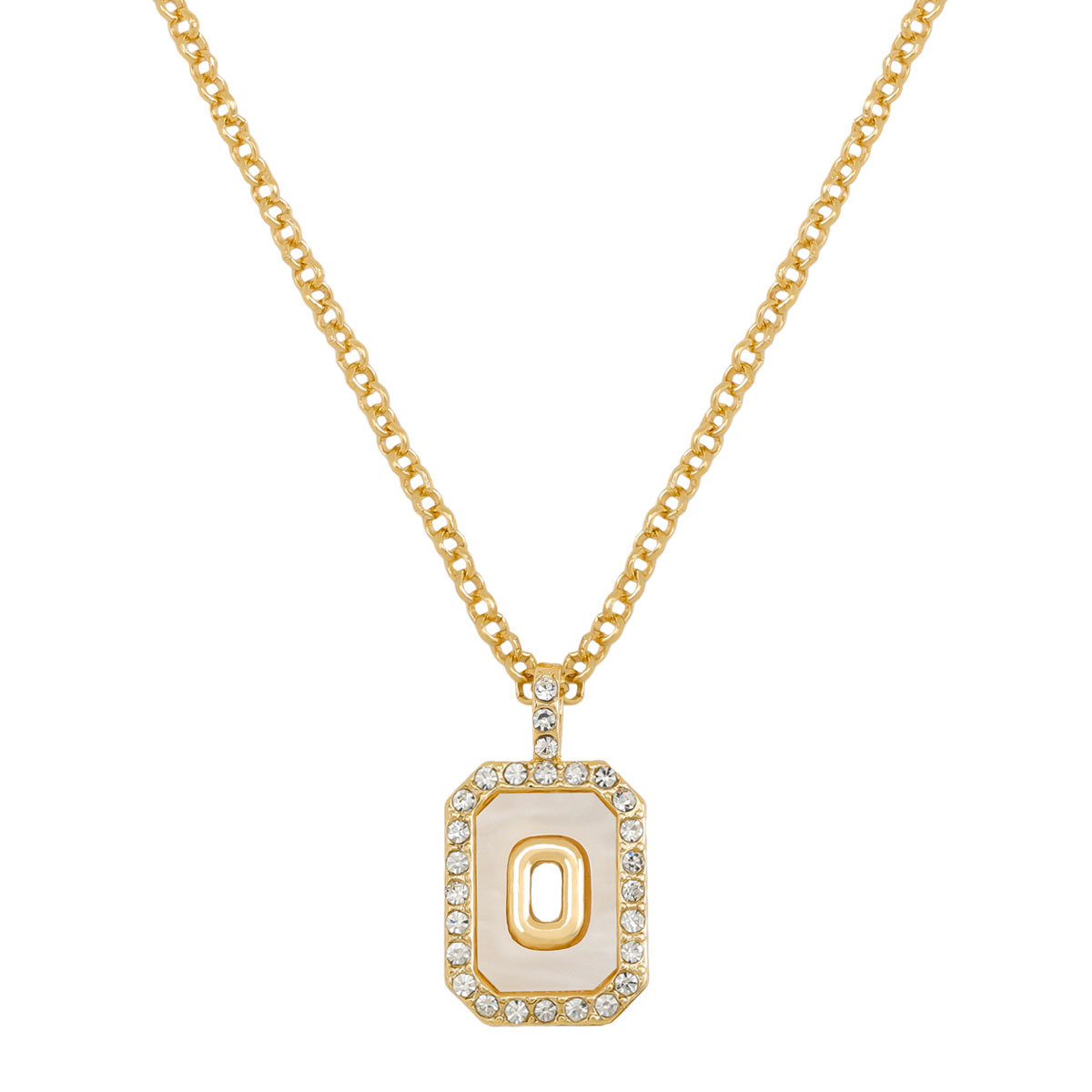 Letter Inlay Gold Plated Necklace Pendant Zircon Necklace Friend Gift