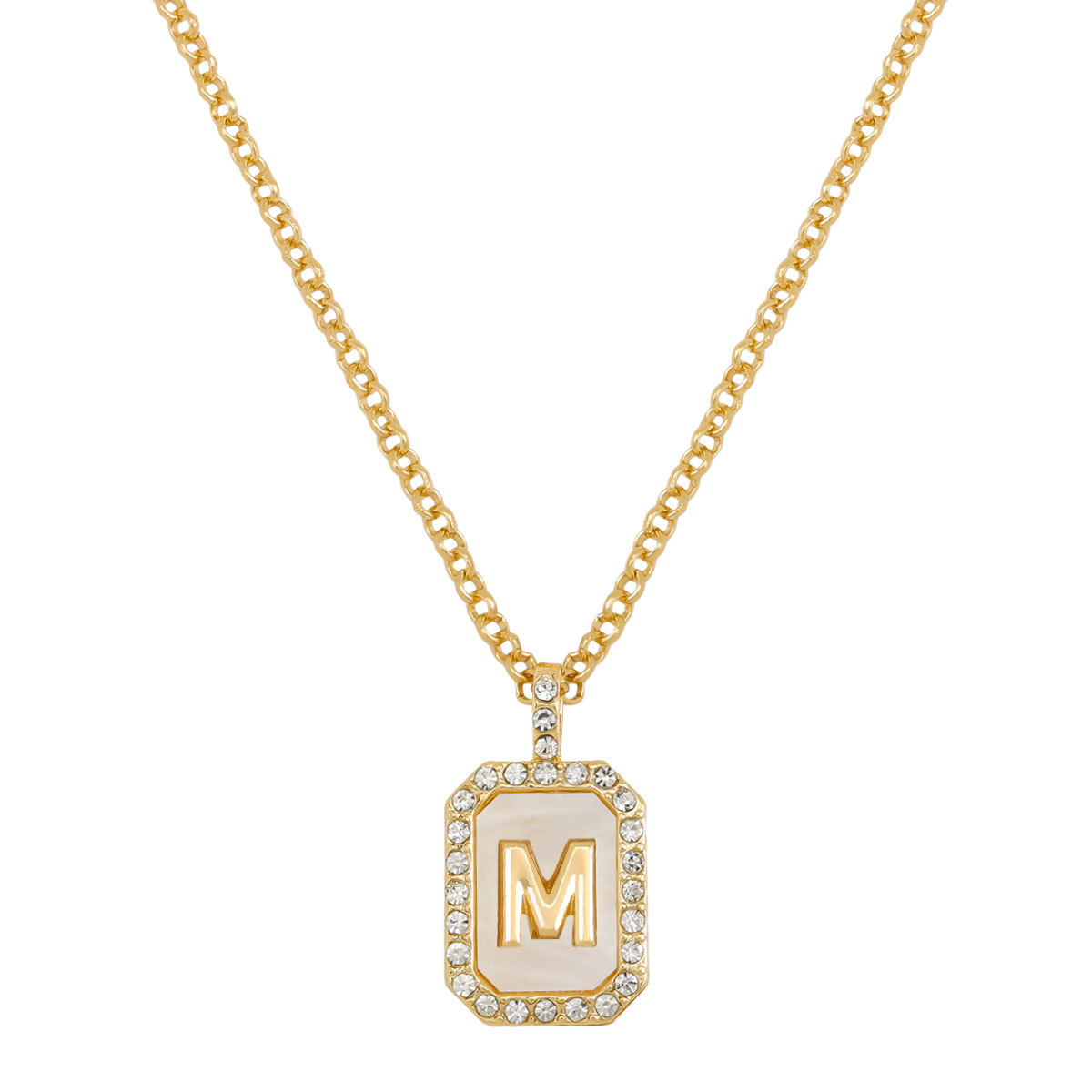 Letter Inlay Gold Plated Necklace Pendant Zircon Necklace Friend Gift