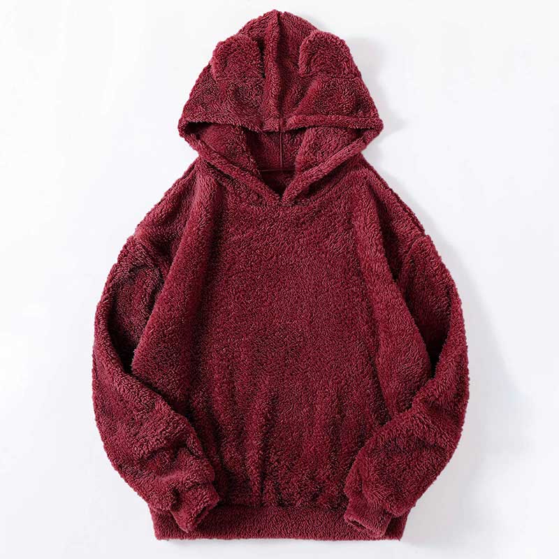 Lovely Bunny Ears Plush Warm Loose Hooded Sweatshirt