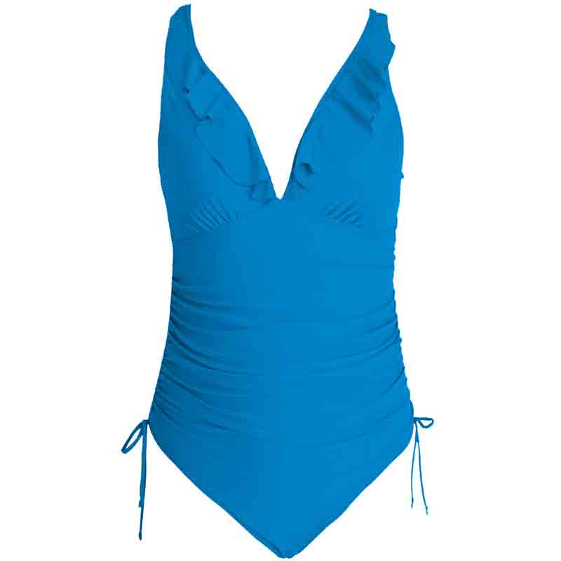 Ruffled V-neck Backless One-piece Bikini Swimsuit