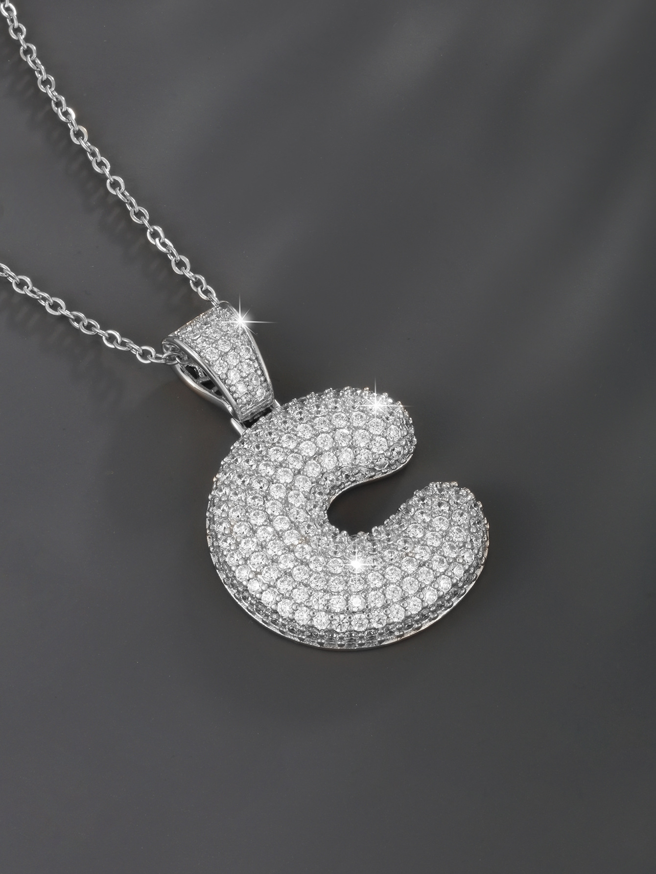 Stylish 26 Letters Necklace Pendant Alloy Zircon Necklace Friend Gift