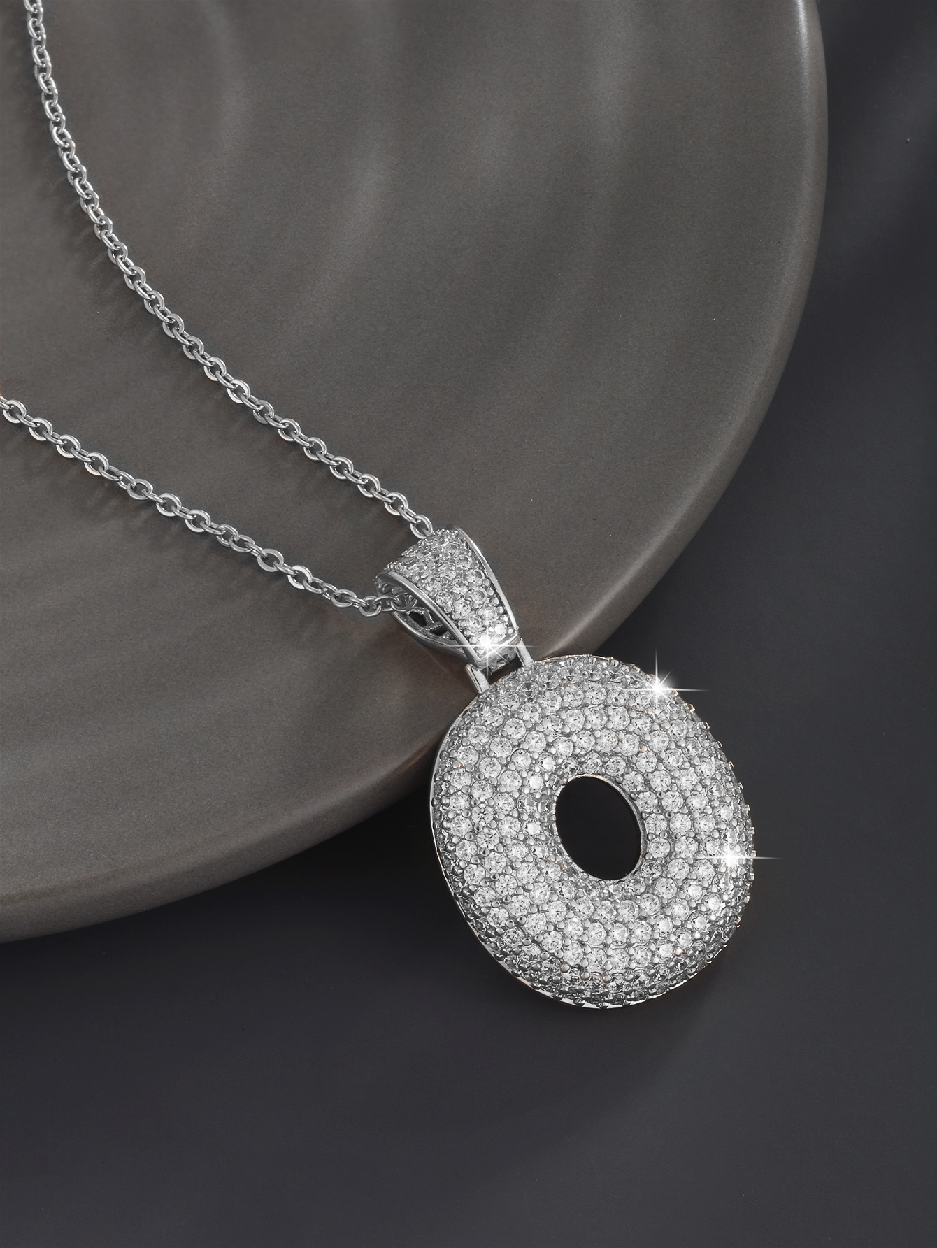 Stylish 26 Letters Necklace Pendant Alloy Zircon Necklace Friend Gift