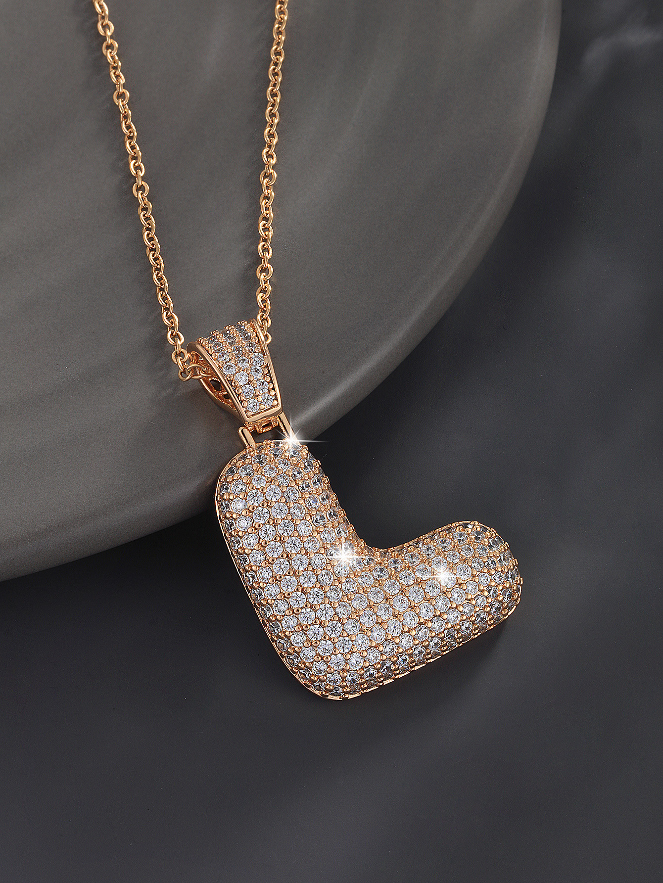 26 Letters 18K Gold Plated Necklace Pendant Zircon Necklace