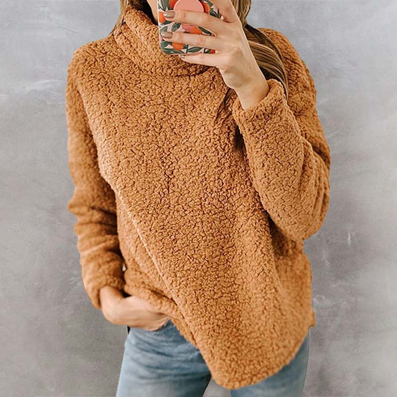 Warm Plush Turtleneck Sweatshirt Casual Loose Plus Size Winter Top