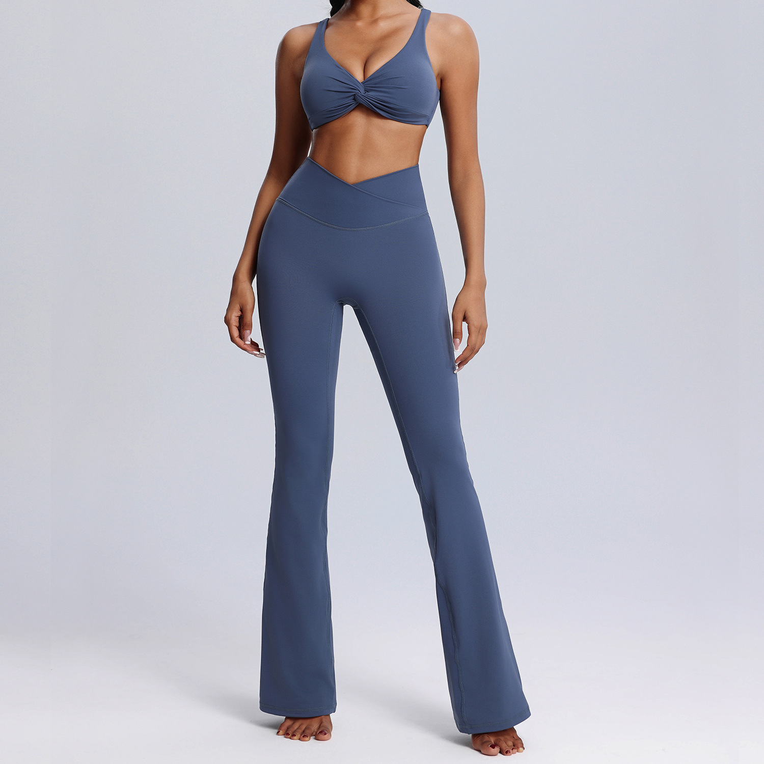 Yoga Suit Sportswear Vest And Flared Long Pants Two-Piece Yoga Set