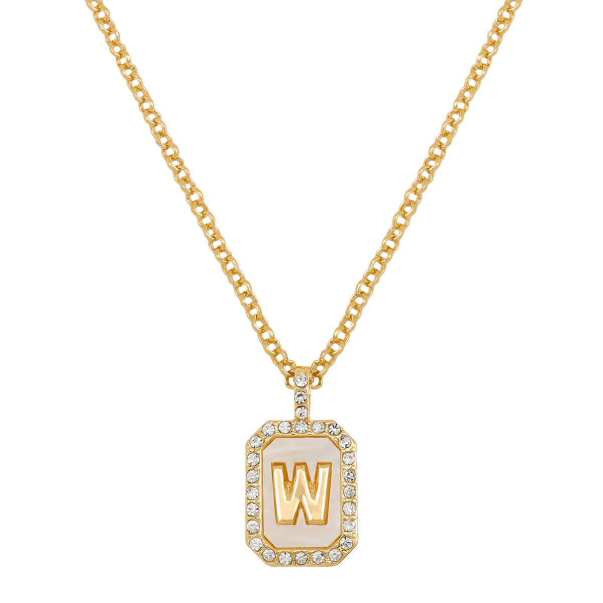 Letter Inlay Gold Plated Necklace Pendant Zircon Necklace Friend Gift