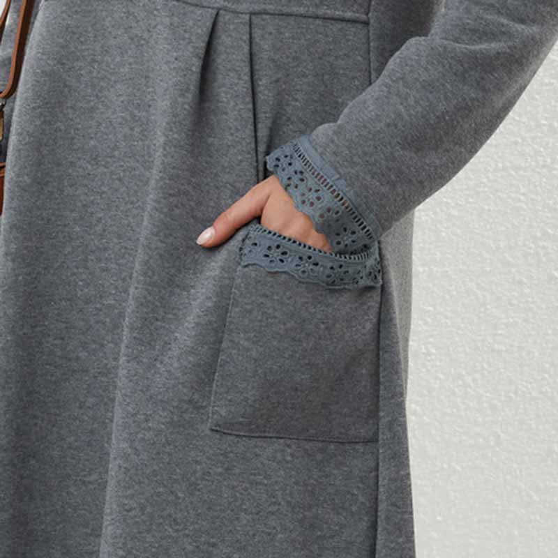 Thickened Fleece Autumn Winter Warm Loose Pockets Dress