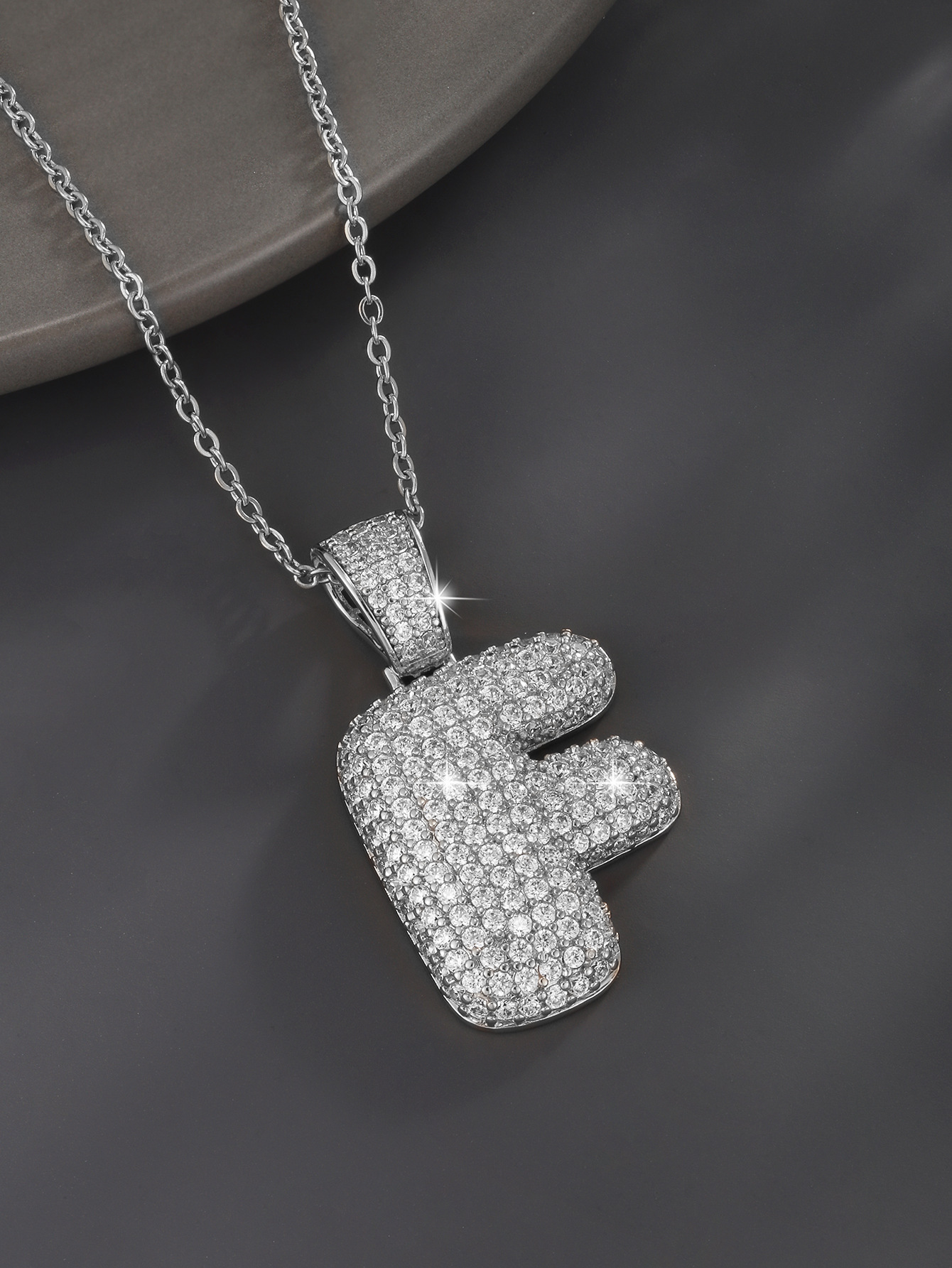 Stylish 26 Letters Necklace Pendant Alloy Zircon Necklace Friend Gift