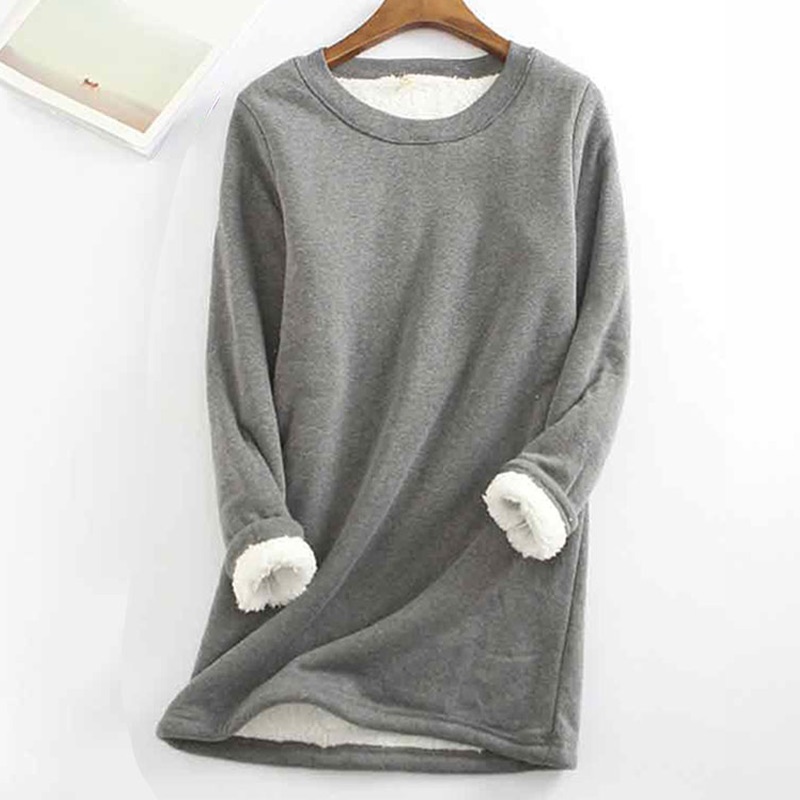 Solid Color Thickened Fleece Warm Autumn and Winter Sweatshirt