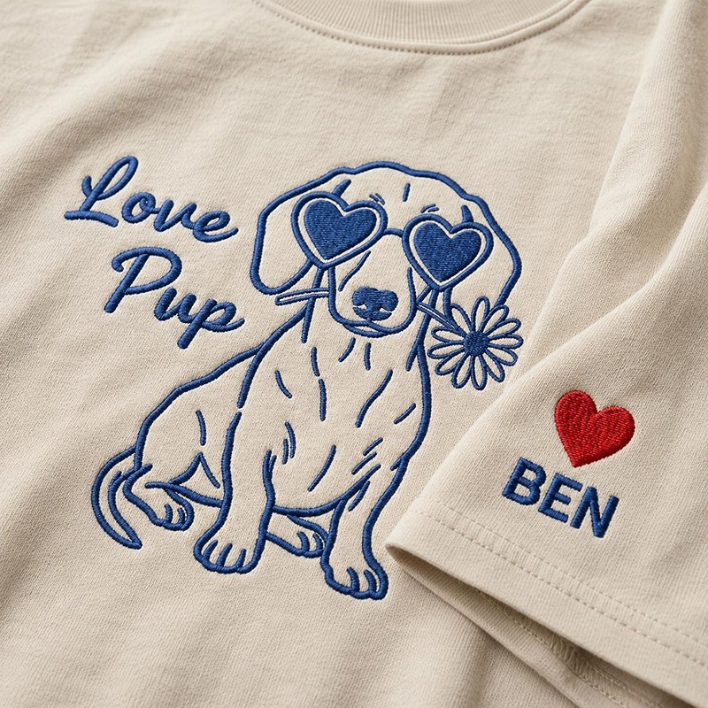 Custom Pet Full Body Embroidery T-shirt Personalized Art Design Gift