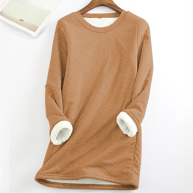 Solid Color Thickened Fleece Warm Autumn and Winter Sweatshirt