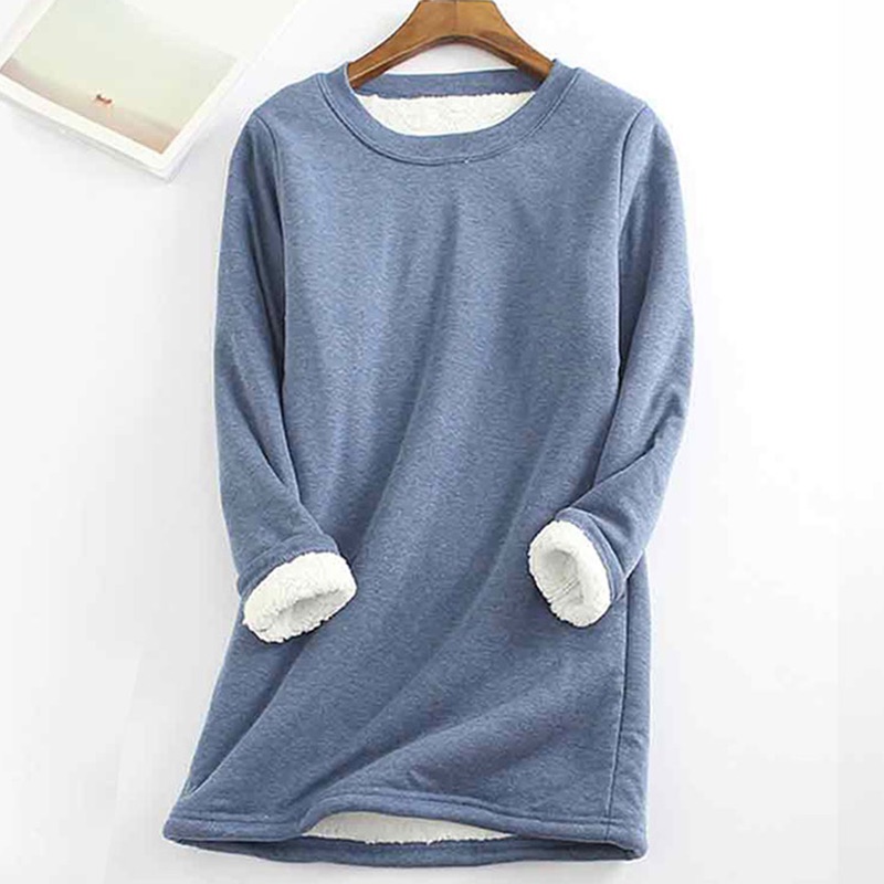 Solid Color Thickened Fleece Warm Autumn and Winter Sweatshirt