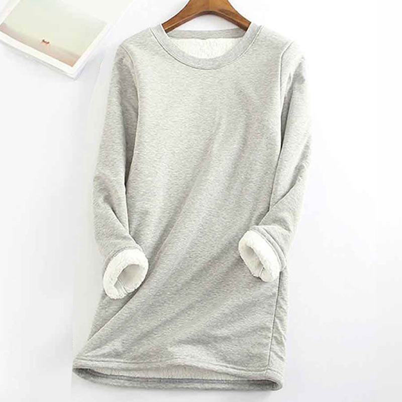 Solid Color Thickened Fleece Warm Autumn and Winter Sweatshirt