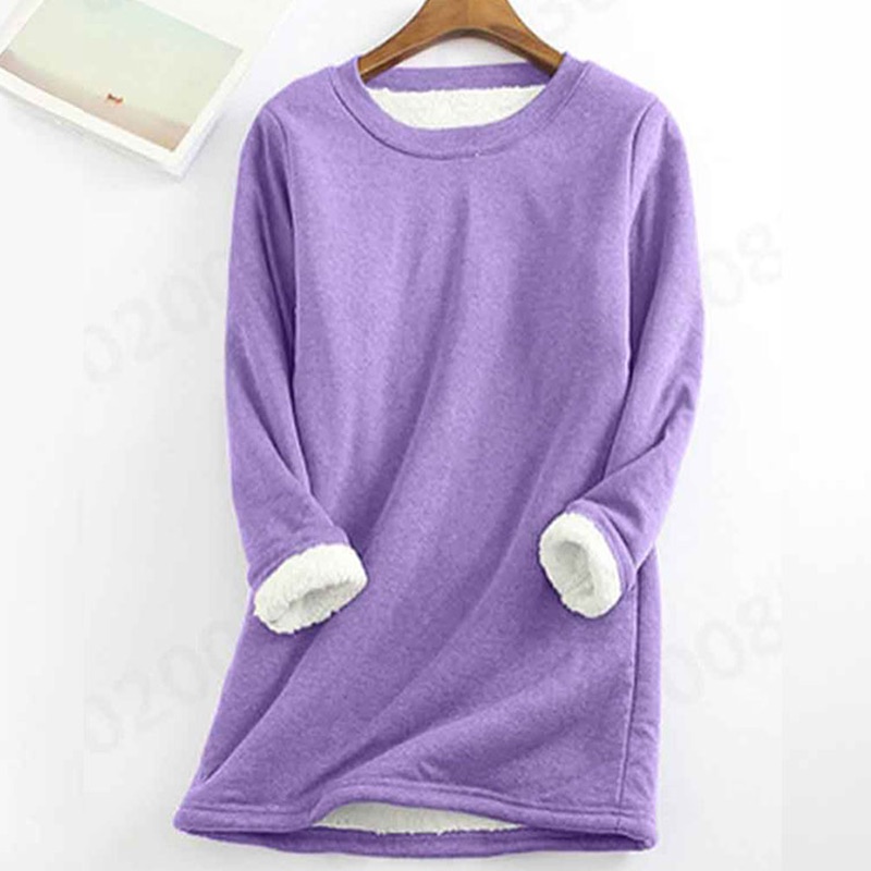 Solid Color Thickened Fleece Warm Autumn and Winter Sweatshirt