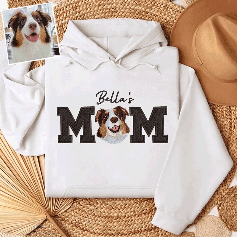 Custom Embroidered Pet Baby Face And Mom Dad Hoodies