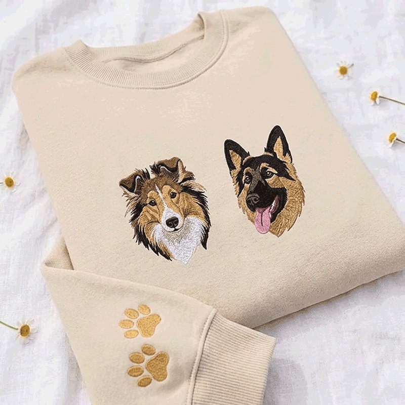 Custom Pet Babies Embroidered Sweatshirt Furry Child Portrait And Name