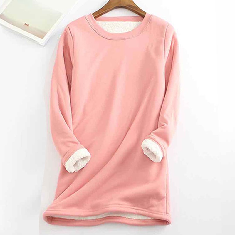 Solid Color Thickened Fleece Warm Autumn and Winter Sweatshirt