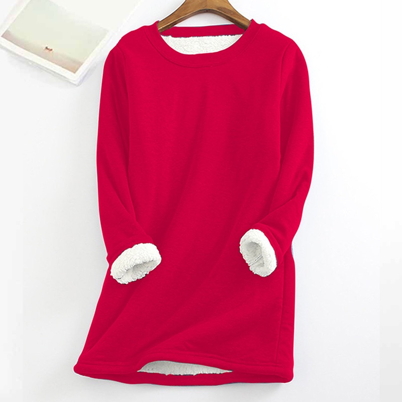 Solid Color Thickened Fleece Warm Autumn and Winter Sweatshirt