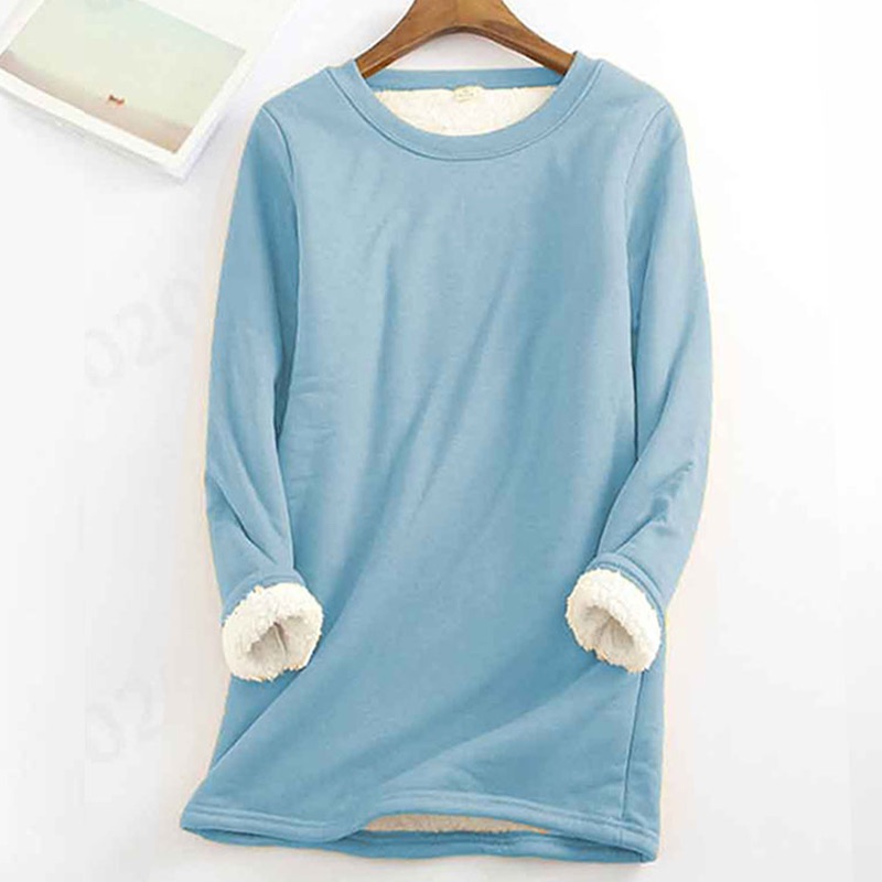 Solid Color Thickened Fleece Warm Autumn and Winter Sweatshirt