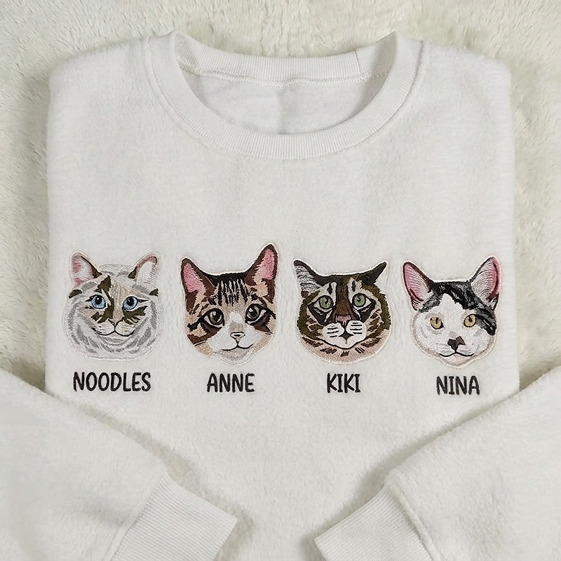 Custom Pet Babies Embroidered Sweatshirt Furry Child Portrait And Name