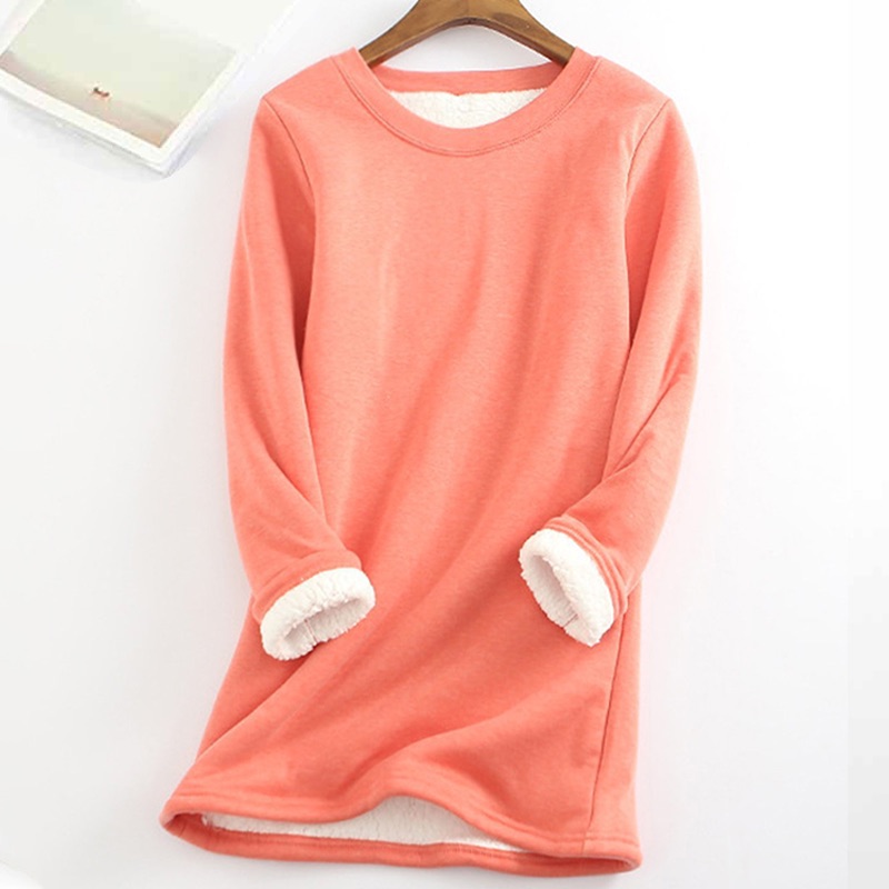 Solid Color Thickened Fleece Warm Autumn and Winter Sweatshirt