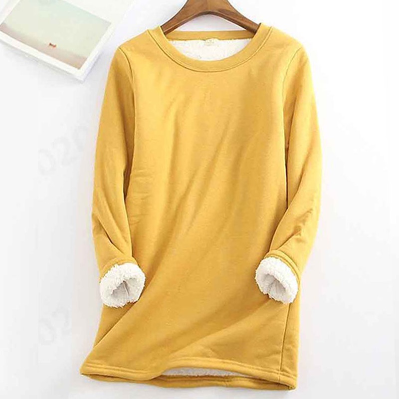 Solid Color Thickened Fleece Warm Autumn and Winter Sweatshirt