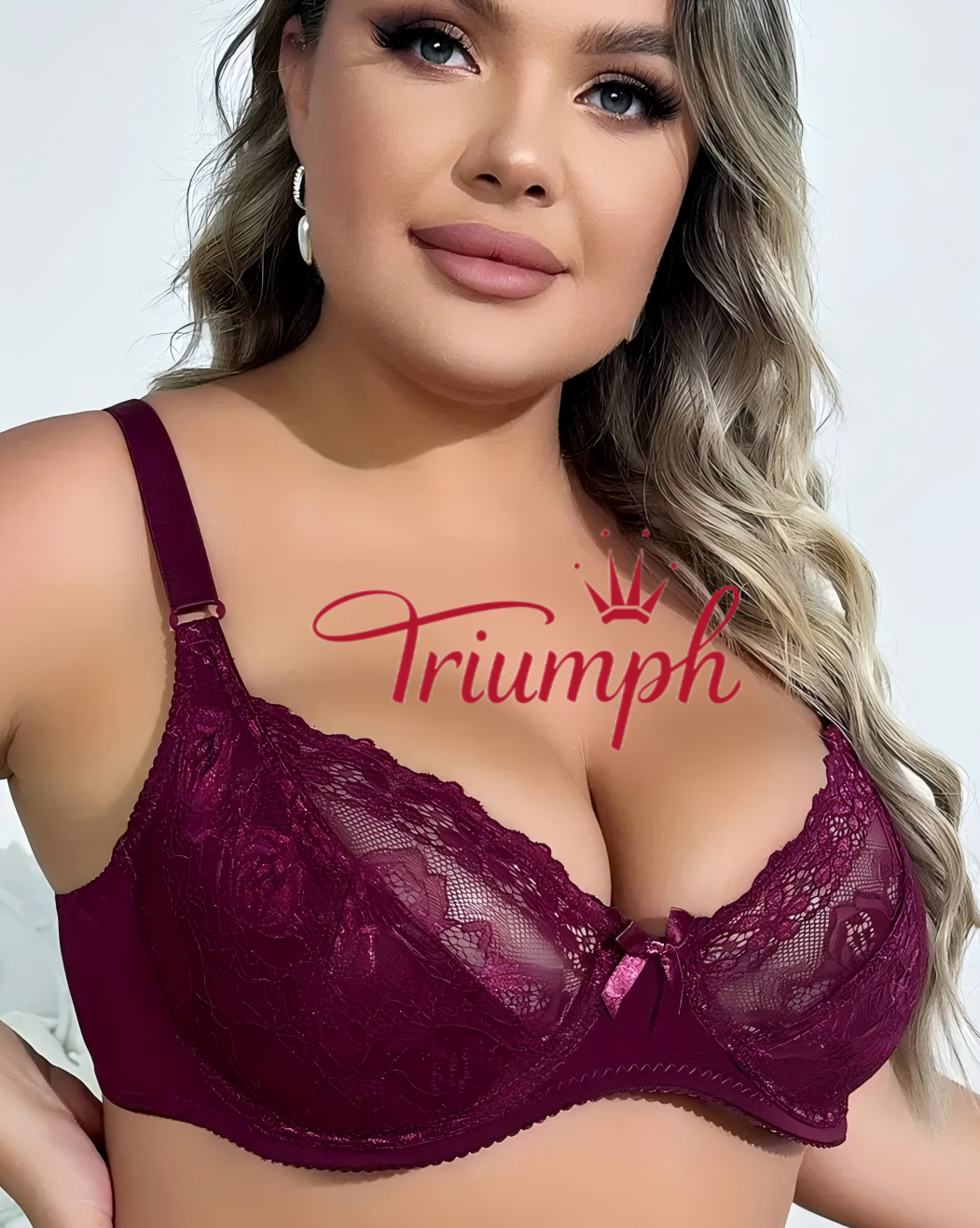 Triumph - (3 szt.) Biustonosz z haftowaną koronką i pełną miseczką