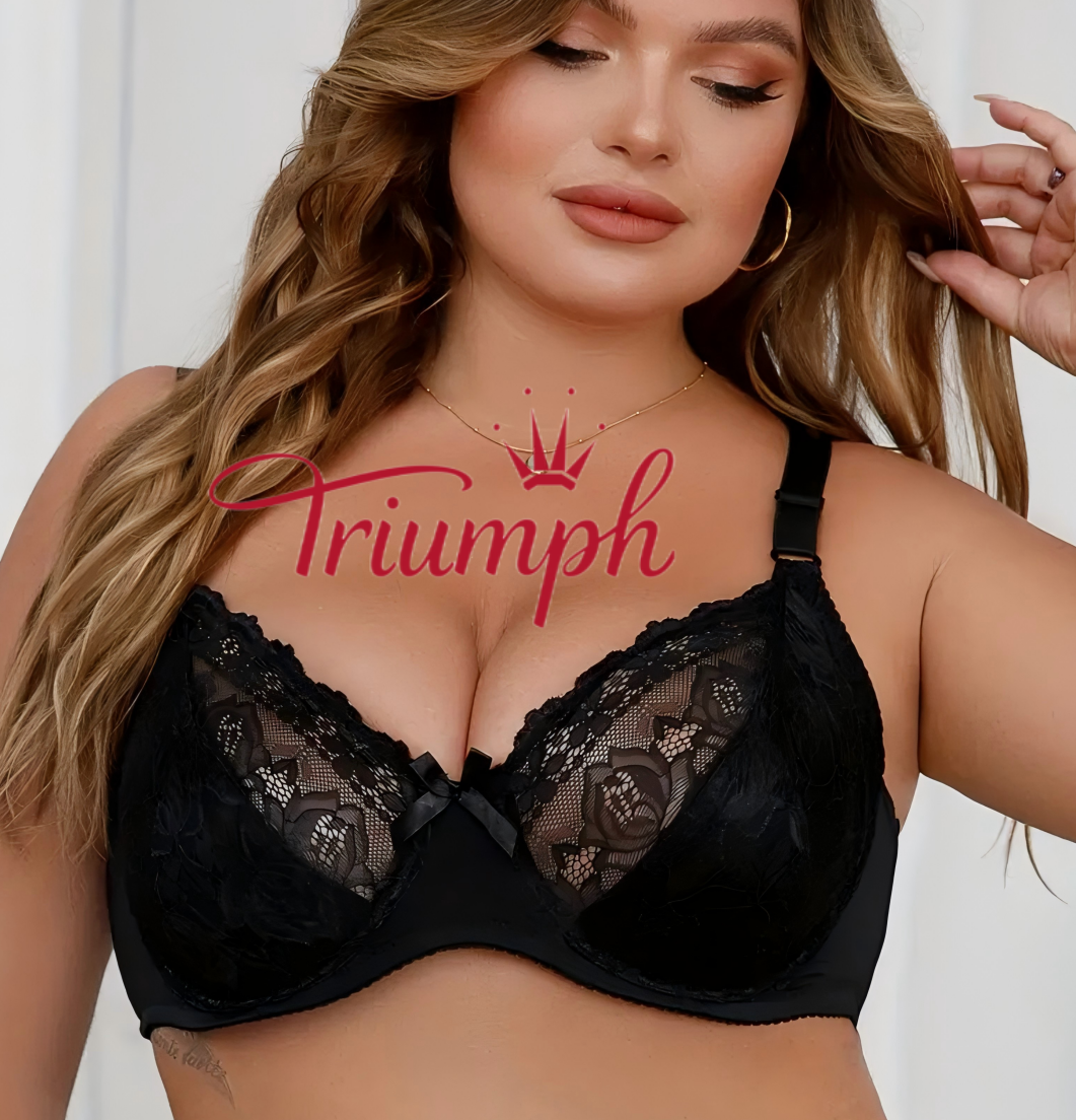 Triumph - (3 szt.) Biustonosz z haftowaną koronką i pełną miseczką