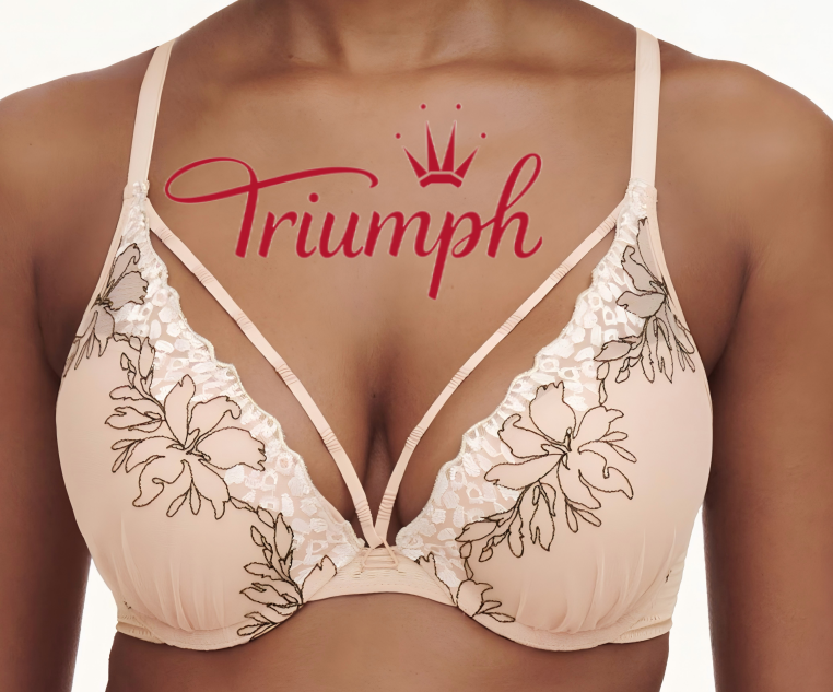 Triumph - (3 szt.) Dwuwarstwowy biustonosz z romantycznym haftem