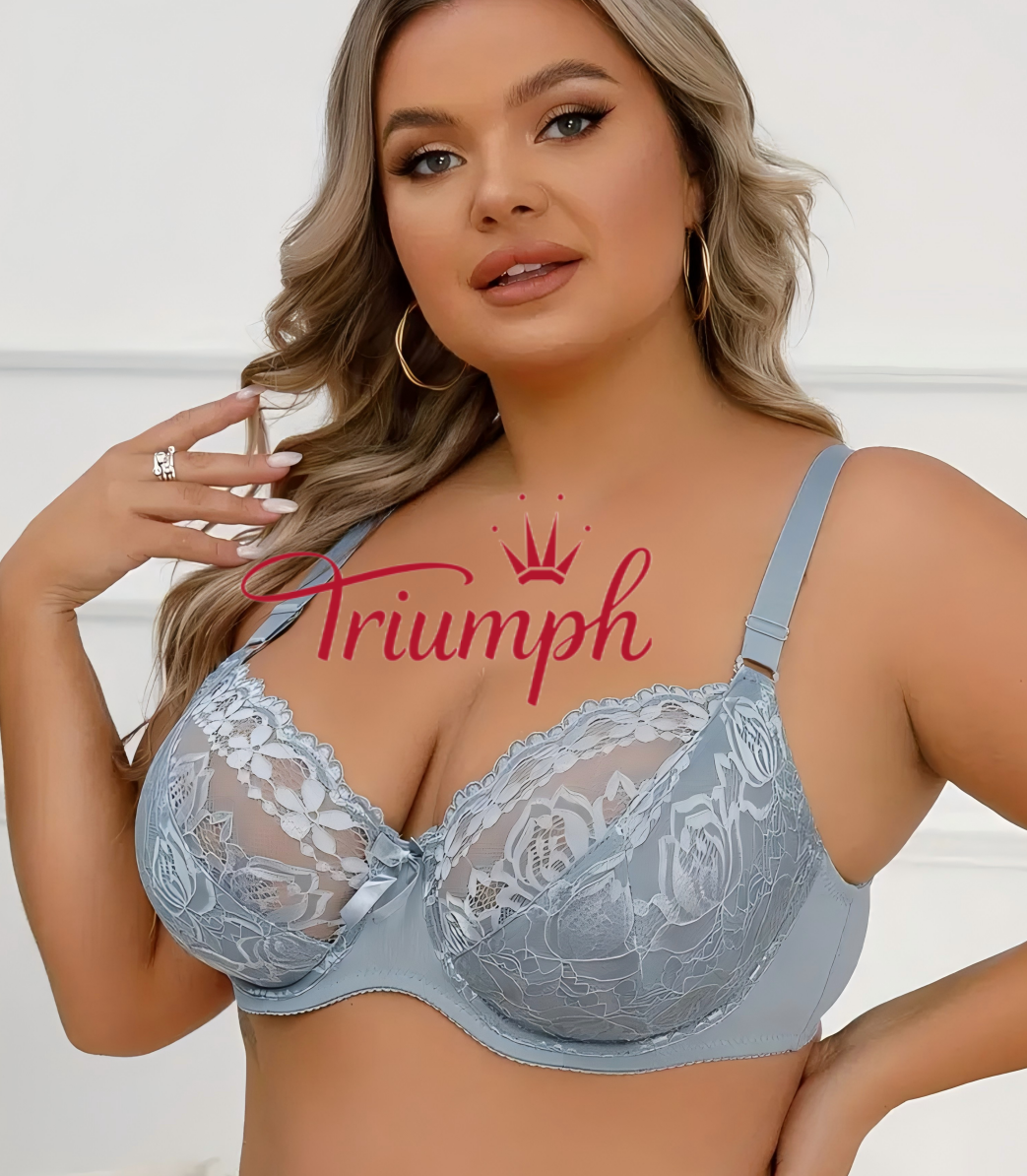 Triumph - (3 szt.) Biustonosz z haftowaną koronką i pełną miseczką