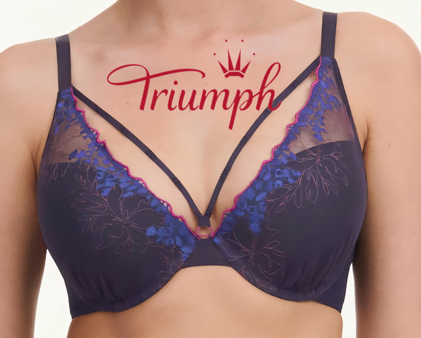 Triumph - (3 szt.) Dwuwarstwowy biustonosz z romantycznym haftem