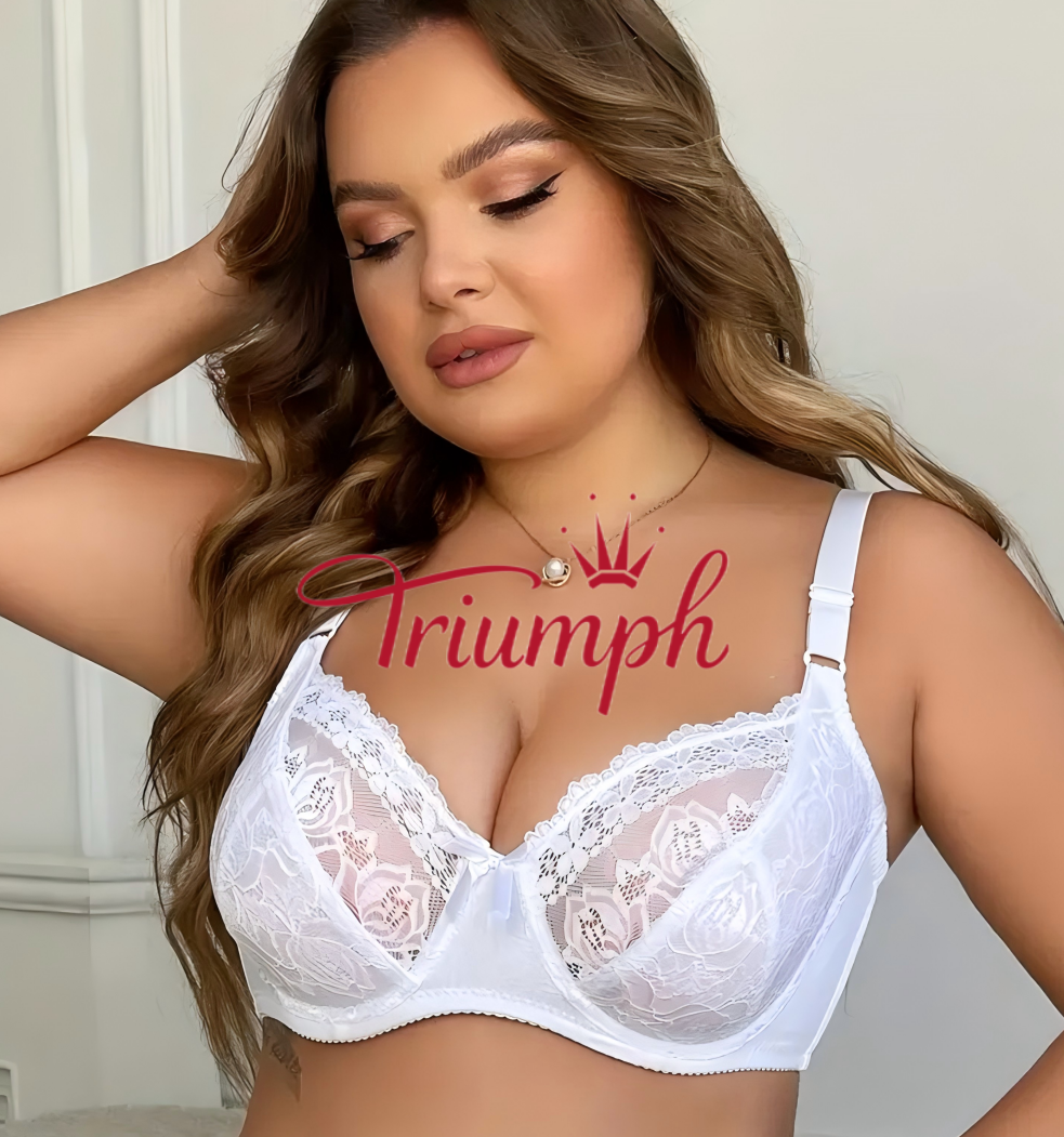 Triumph - (3 szt.) Biustonosz z haftowaną koronką i pełną miseczką
