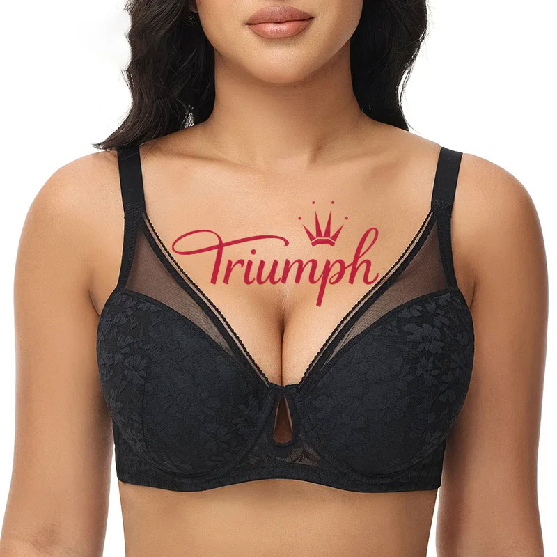 TRIUMPH - 3 SZT. 💥Koronkowy biustonosz siateczkowy dla kobiet w dużych rozmiarach
