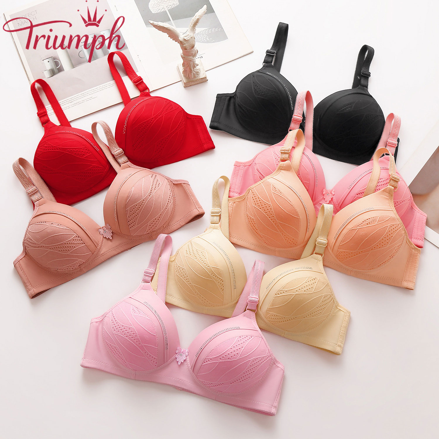 Triumph - 【75A-110F】 -Nowa bezprzewodowa bielizna żakardowa z koralikami！🔥Zostało tylko 200 sztuk