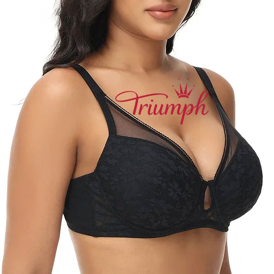 TRIUMPH - 3 SZT. 💥Koronkowy biustonosz siateczkowy dla kobiet w dużych rozmiarach