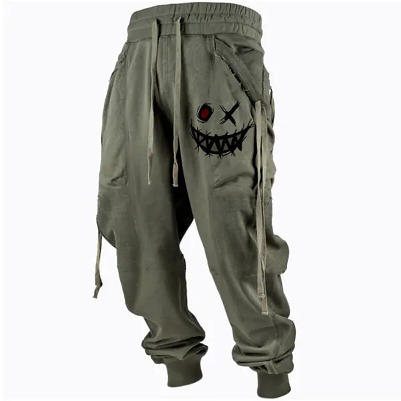 Men's drawstring elastic casual trousers