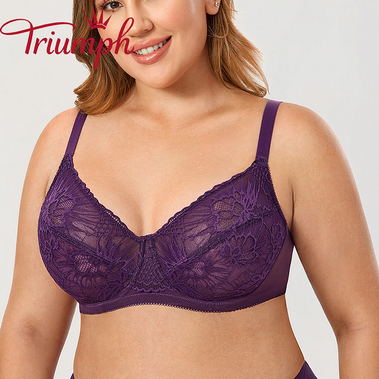 Triumph - (3 szt.) Nowy ultracienki, seksowny biustonosz z wydrążoną koronką