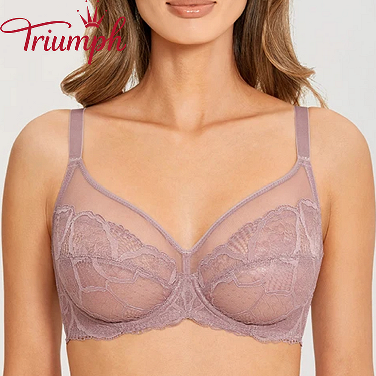 TRIUMPH - BEZPRZEWODOWY BIUSTONOSZ Z W PEŁNI KRYTYM KWIATOWYM KORONKIEM【M-6XL】