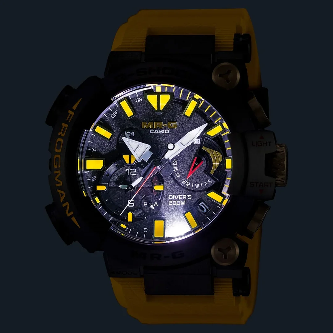 Zegarek męski Casio FROGMAN MRG-BF1000E-1A9 Żółty Dura Soft Viton Strap
